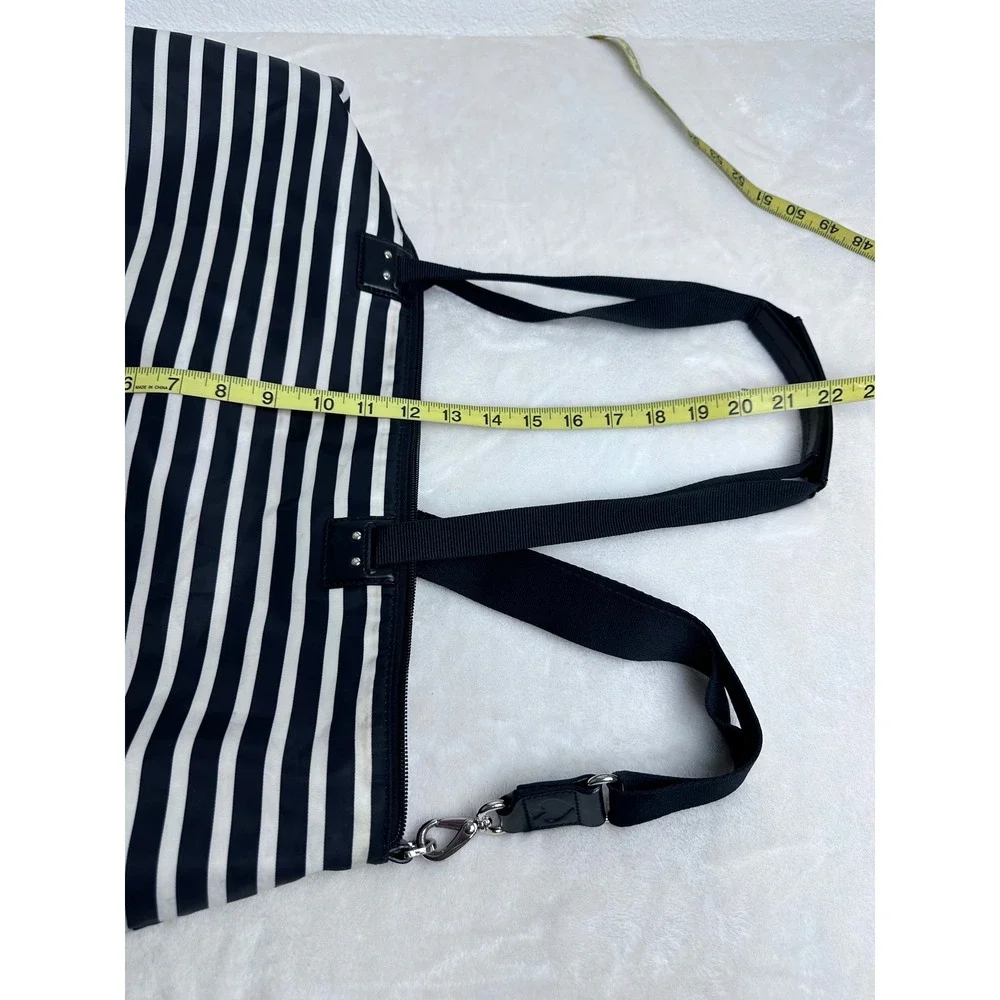 Kate Spade Weekender Bag Womens Large Black White Striped Packable
